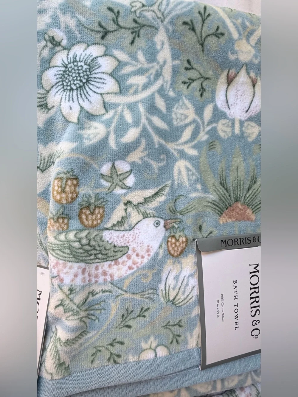 10 pieces Blue Floral birds towels set 2 bath towel,4 hand towel,4 finger tips